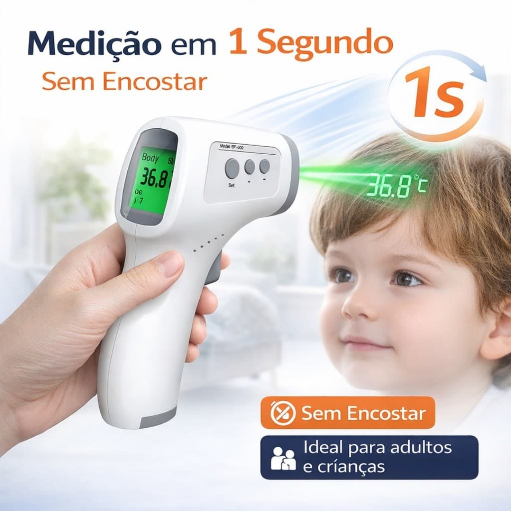 Termômetro Infravermelho Digital para Adultos e Crianças Uso Diário
