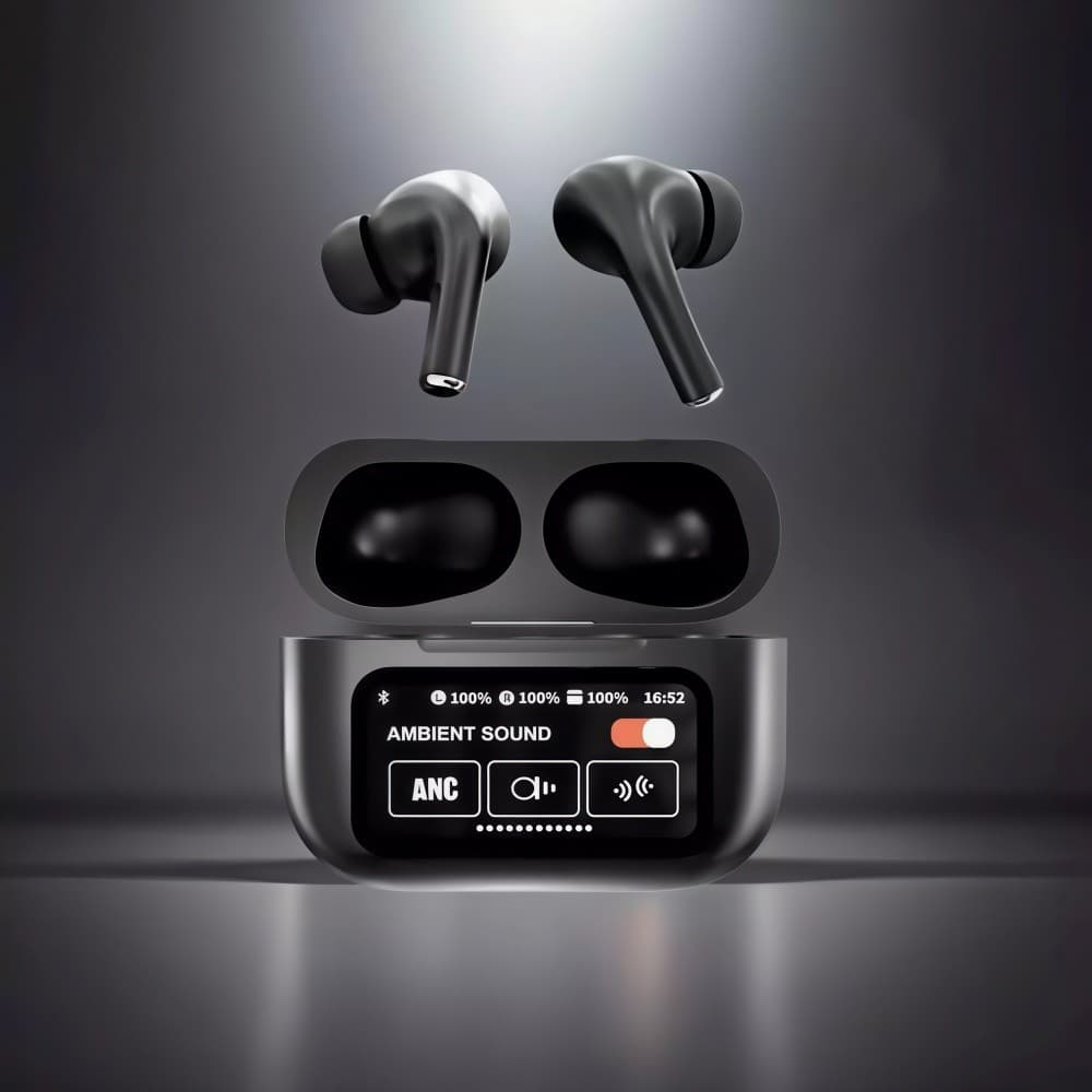 A9 Pro Fone de Ouvido TWS ANC | Bluetooth 5.4 Touch Screen Cancelamento de Ruído Sem Fio
