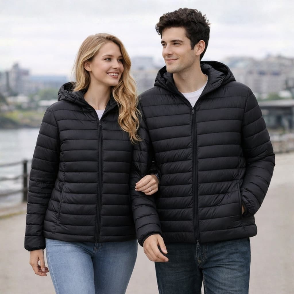Jaqueta Puffer Peluciada Impermeável com Capuz Casaco de Frio Feminino Bobojaco Masculino