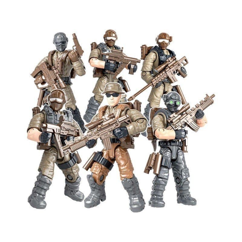 Bonecos Figuras Articulados 8 cm + Acessórios Blocos De Construção Para Coleção