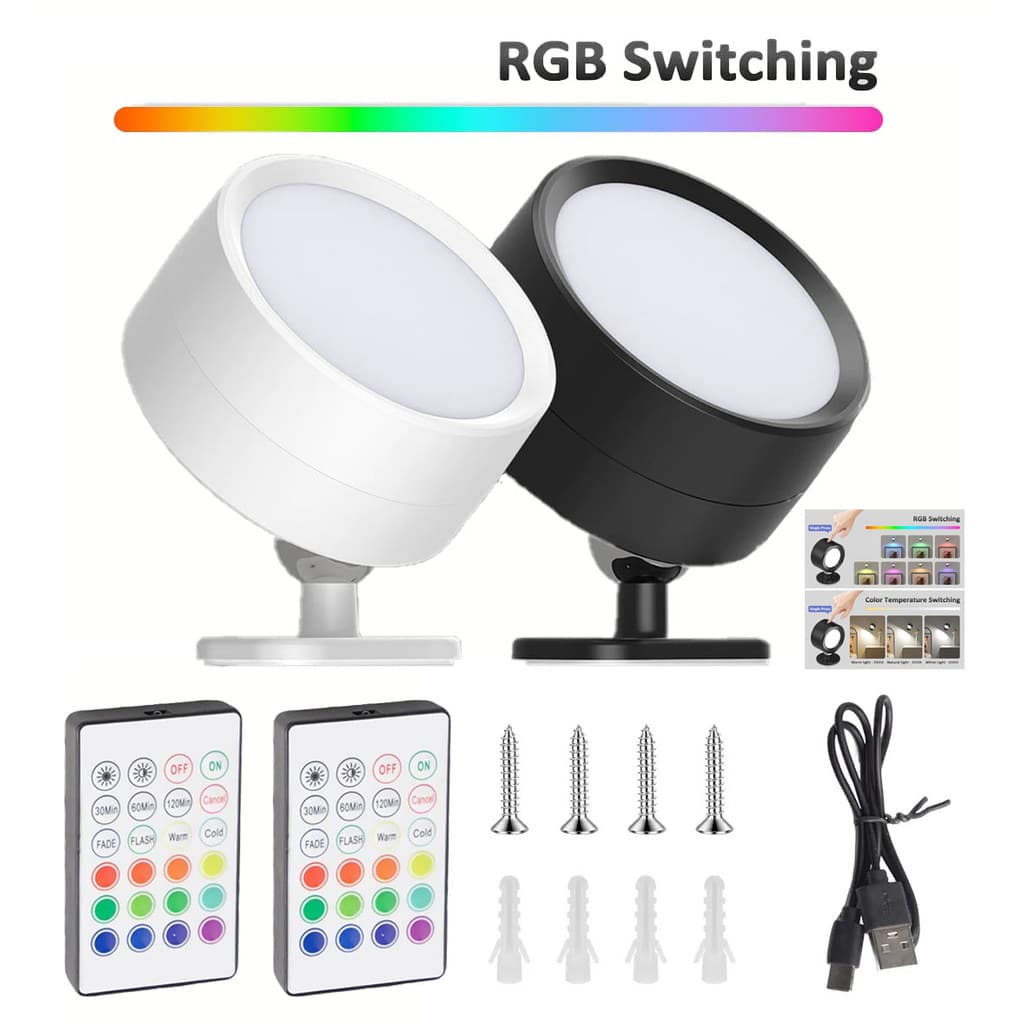 Kit 2 Luminária Spot Led 8W Arandela Cabeceira Luz de Parede 3 Tons de Luz Recarregável USB