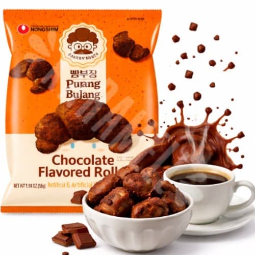 Salgaldinho Ppang Bujang Chocolate Roll Snack 55g - Importado Coréia