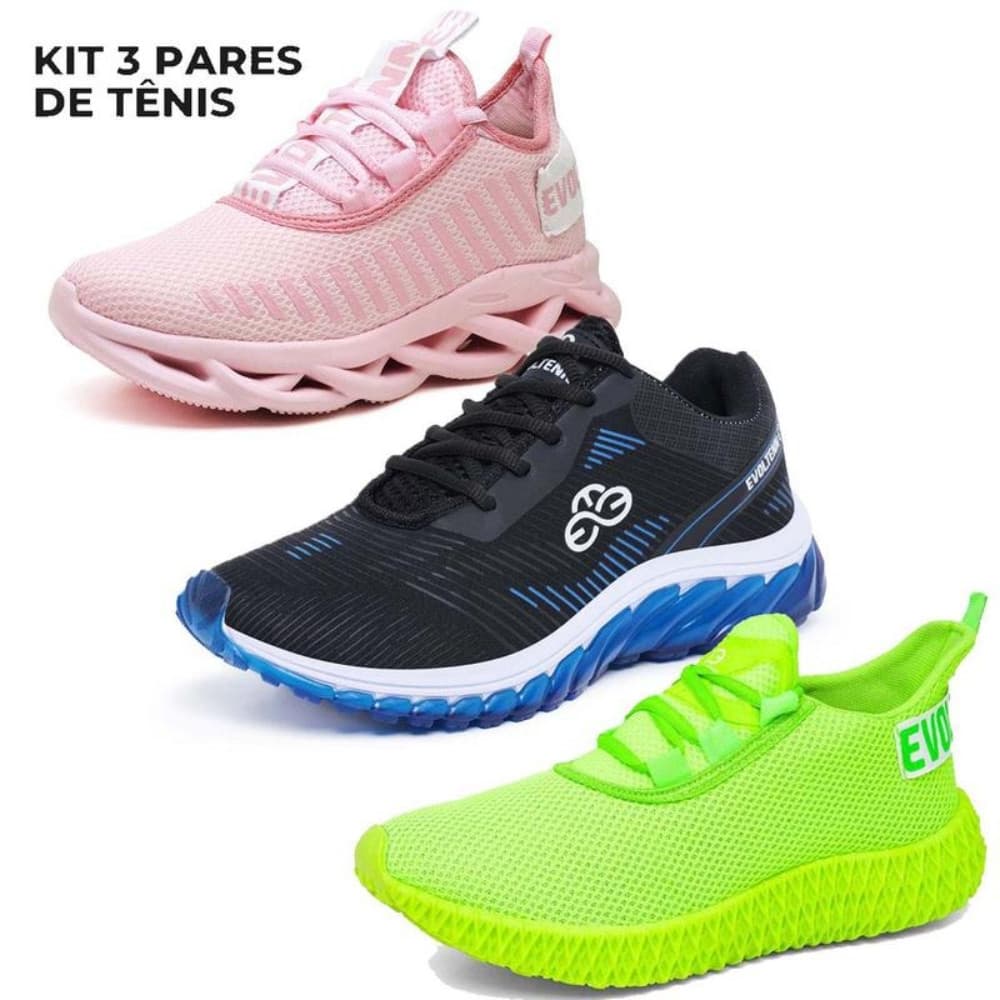 3 Tênis Masculino Esportivo Tenis Feminino Crossfit Casual Kit Resistente Exclusivo