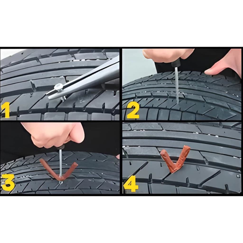 Kit 1/2/3 Reparo Pneu Sem Câmara Completo Carro Moto Remendo com Cola e Macarrão Completo