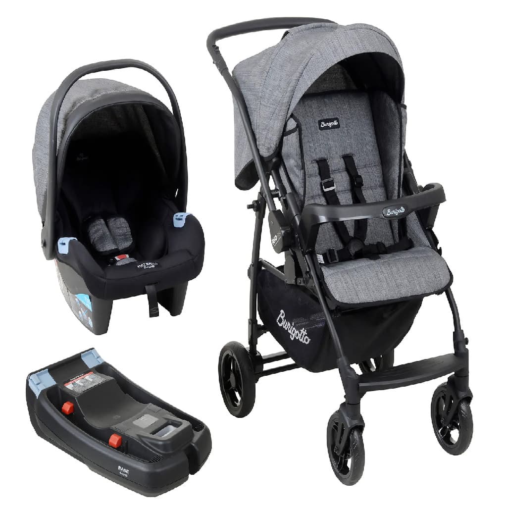 Travel System Rio 22 Mescla Preto Carrinho+Bebê Conforto+Base Belted