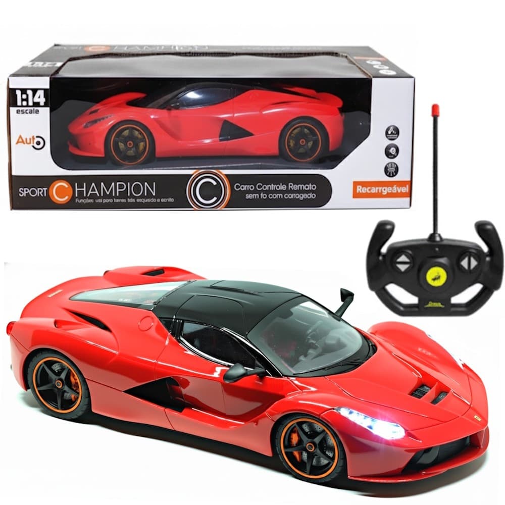 Carrinho de Controle Ferrari Spider Sport Bateria Recarregável