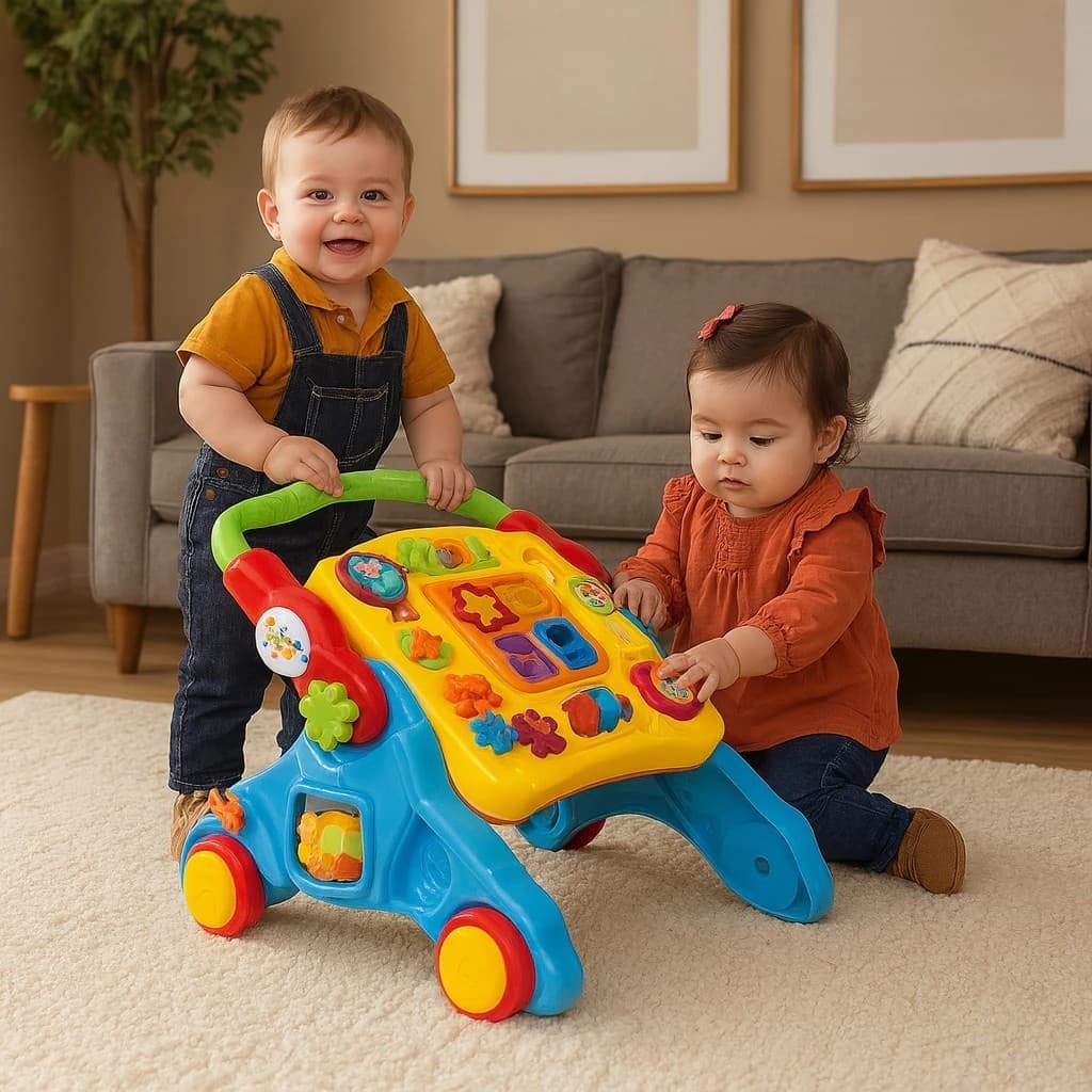 Andador Bebê 4 em 1 Mesa Musical Empurrador Carrinho Infantil