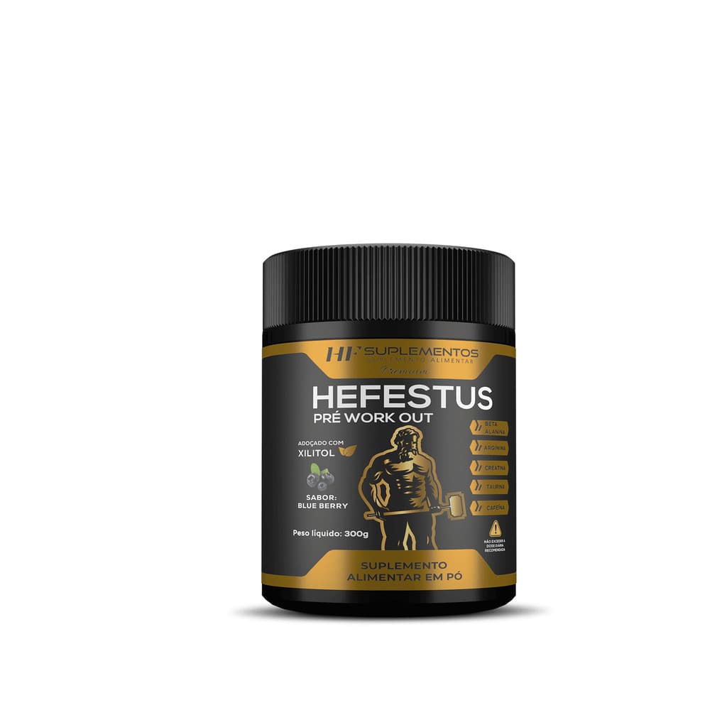 HEFESTUS PRE TREINO HF SUPLEMENTOS 300G SABOR BLUEBERRY