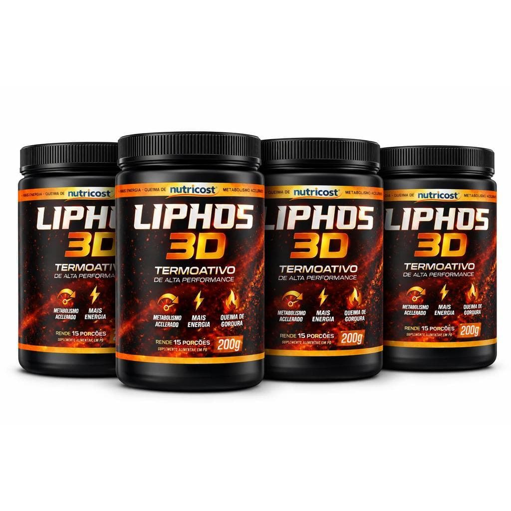 4 Liphos 3D Pré Treino Acelerador 200gr Envio Rápido