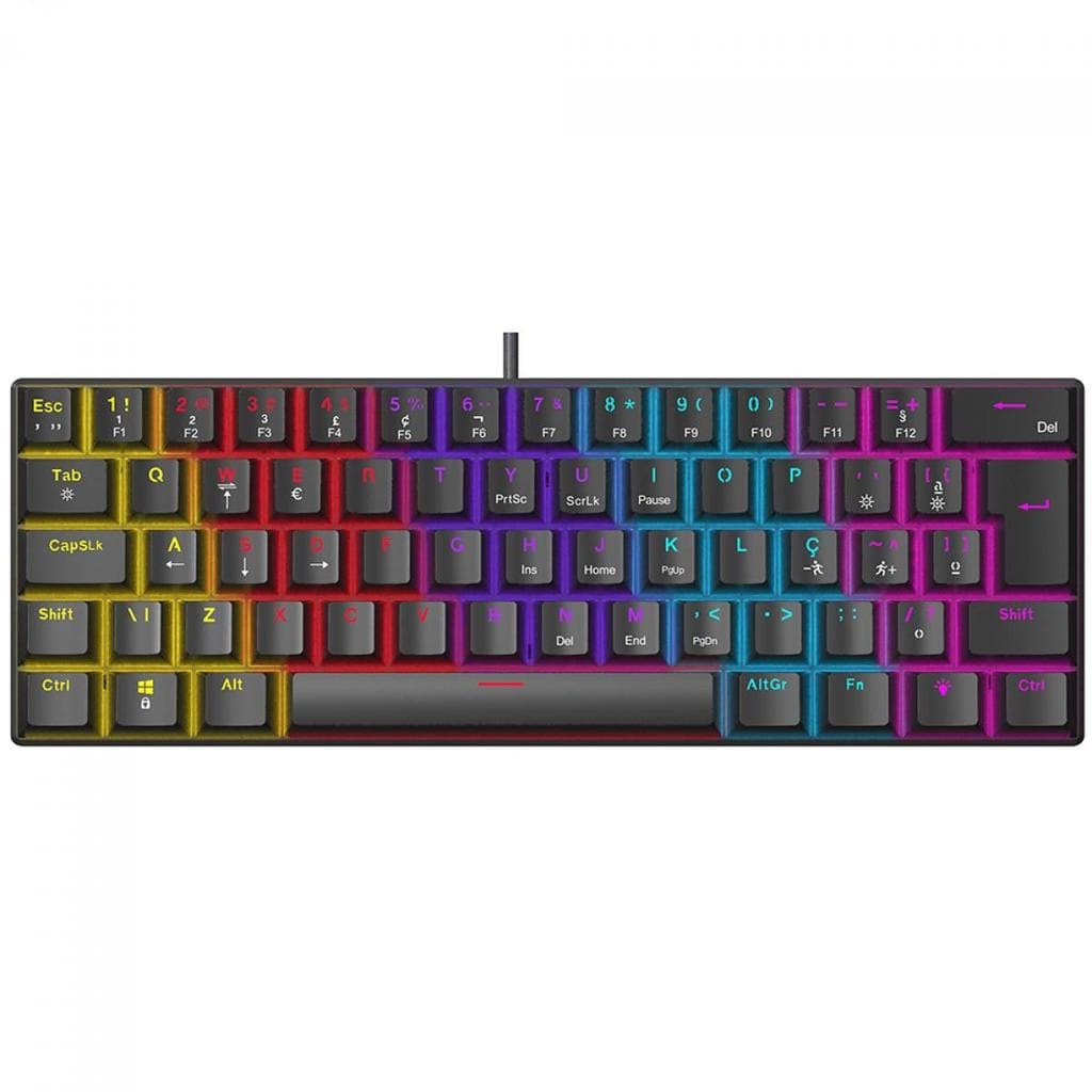 Teclado Mecânico Gamer Ninja Leap 60% Switch Blue Rainbow ABNT2 Preto
