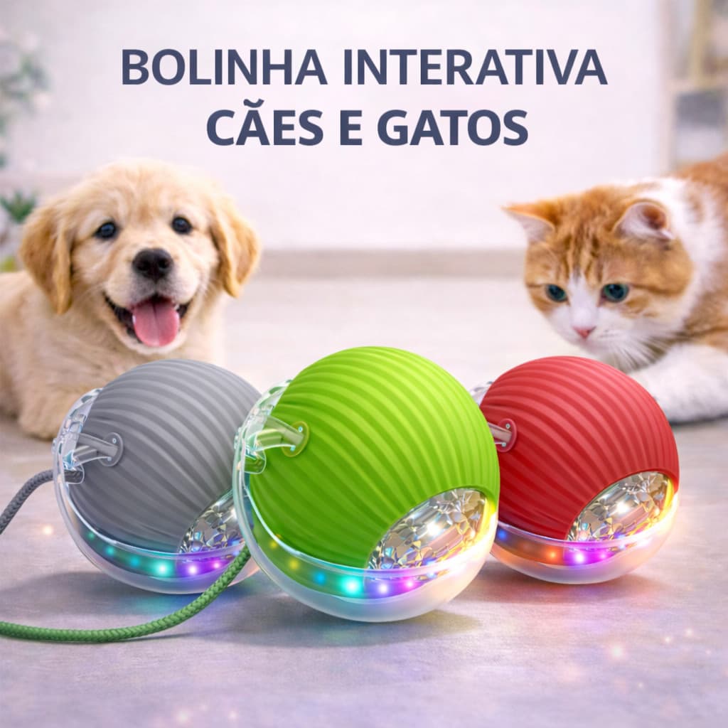 Bola De Brinquedo Elétrica Bolinha De Rolamento Interativa Para Cães e Gatos Recarregavél
