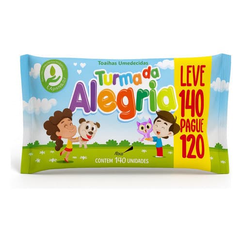 Toalhas Umedecidas Turma Da Alegria 140 Un  Suaves E Segura