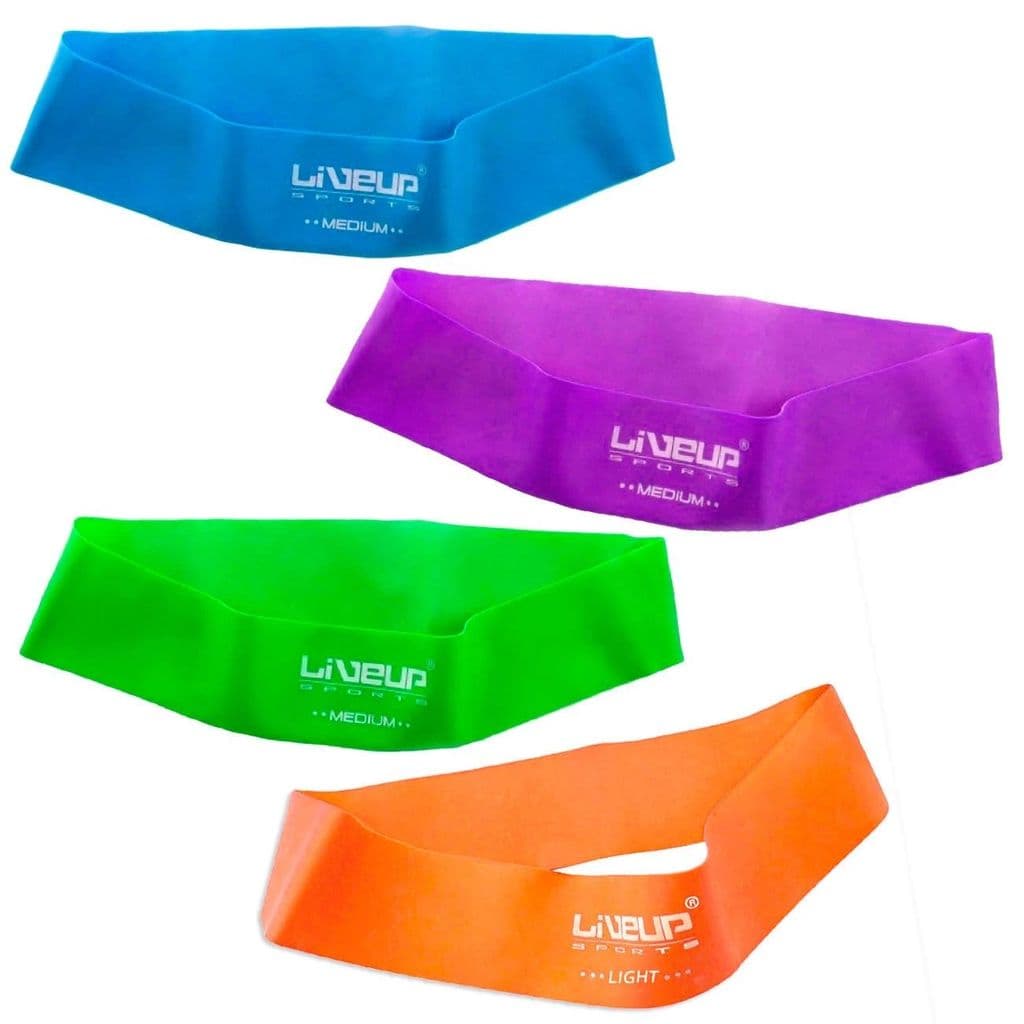 Kit 4 Mini Bands Tensão Leve + Média + Forte + Super Forte Treino em Casa Exercícios