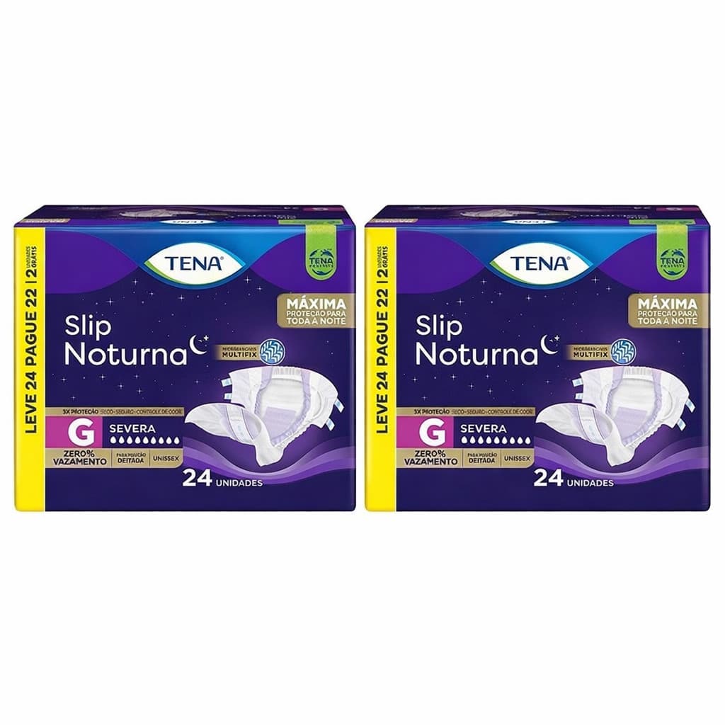 KIT/COMBO 2 Fralda Geriátrica Tena Slip Noturna G 24 Unidades (Envio Imediato)