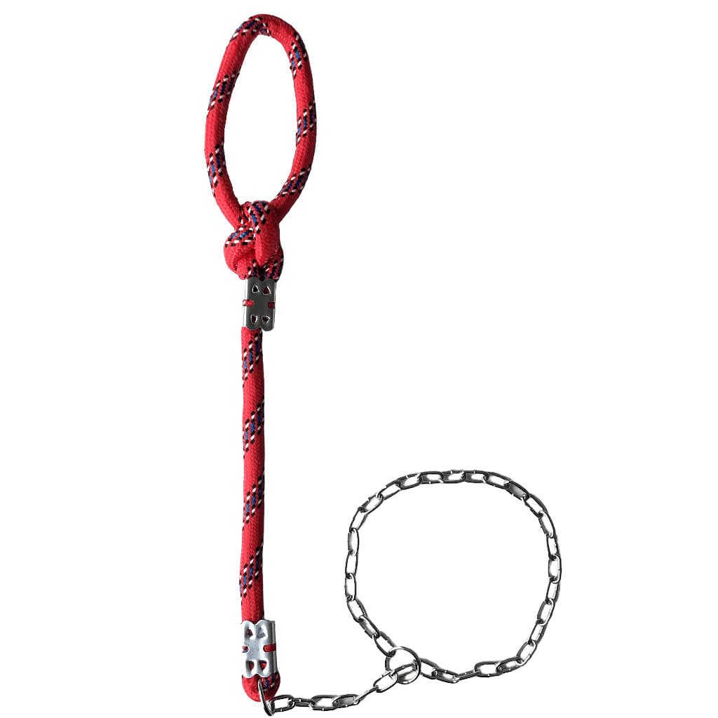 Guia De Corda 16mm x 50cm Nó E Enforcador Corrente 70cm – P/ Adestramento De Cães Médio Grande Porte