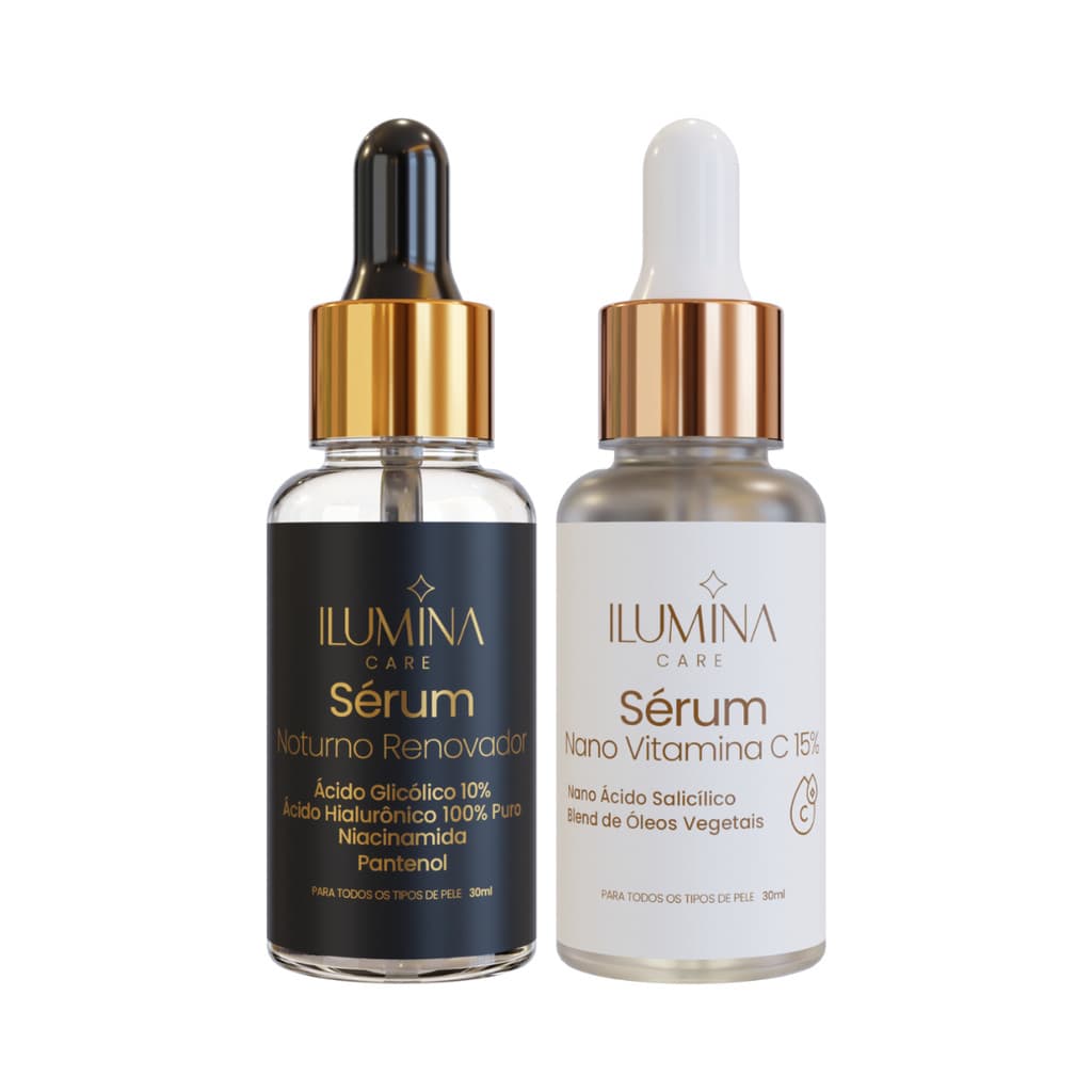 Kit Sérum Vitamina C 15% + Sérum Noturno Renovador 30ml Ilumina Care