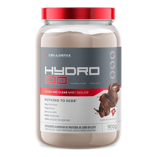 Hydro 100 Whey Protein Isolado 900g Ph Alcalino Cellgenix Sabor Chocolate Ao Leite