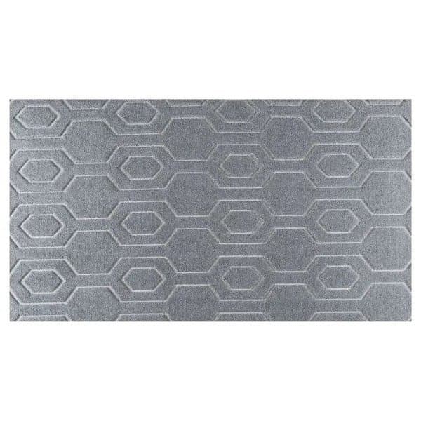 Tapete Atlanta Para Sala Quarto Alto Relevo Antiderrapante Tamanho 140x200cm Desenho Geométrico 2 Cor Cinza