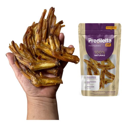 Pé De Pato Desidratado 7 Un Prediletta Petisco Natural Mastigável p/ Cães Snack Saudável