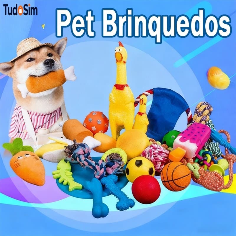 Kit 6/10 Mordedor Pet Brinquedos De Borracha Para Cães Cachorro Com Barulho Ranger os dentes Limpeza da boca