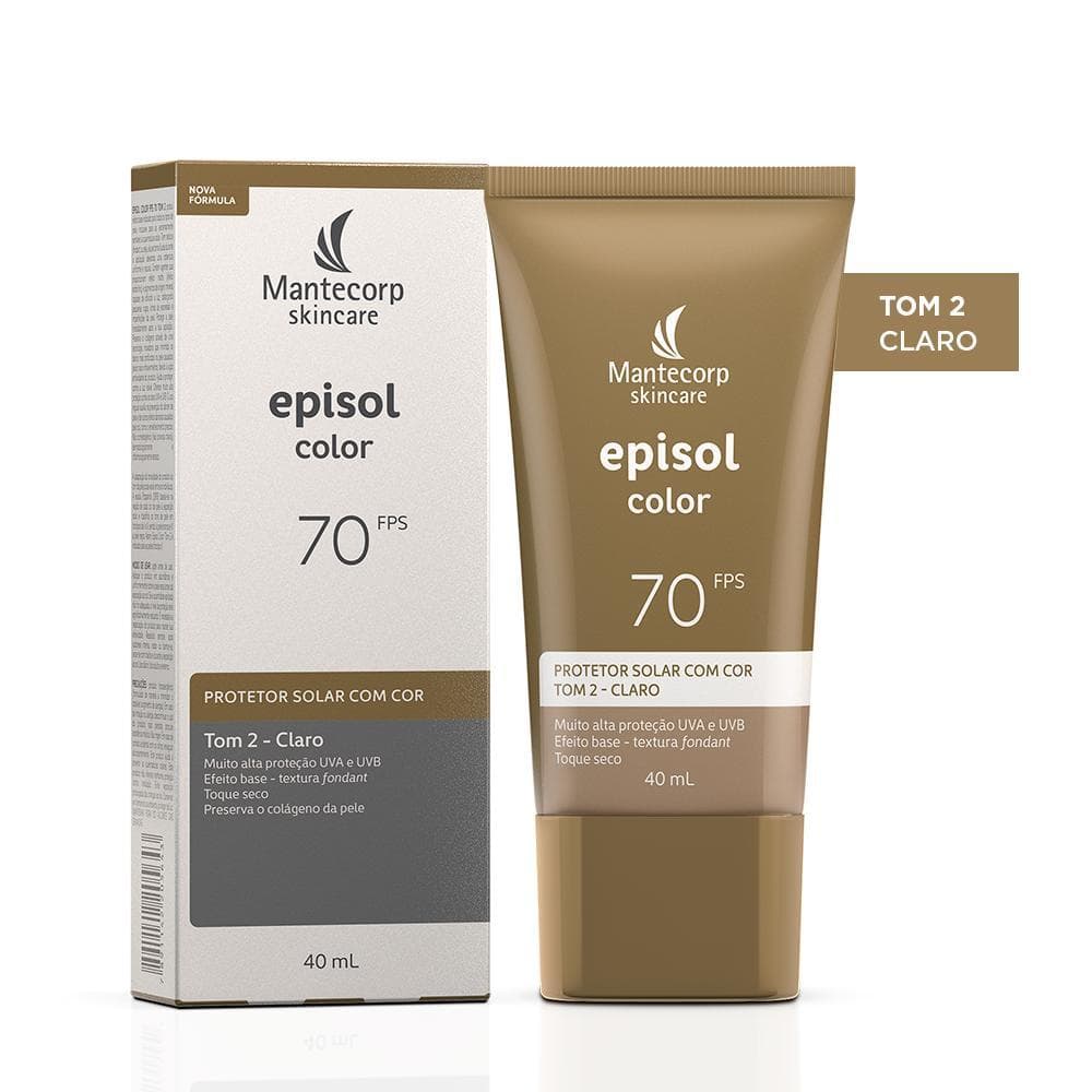Protetor Solar Facial Episol Color Tom 2 Claro FPS70 40mL