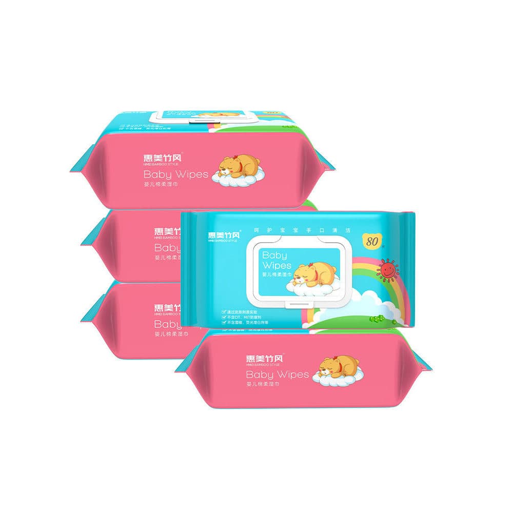 Huimei estilo bambu bebê mãe lenços umedecidos 80 unidades * 3 pacotes bebê recém-nascido mão boca toalhetes dedicados p