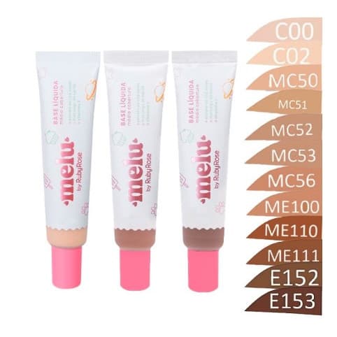 Base Liquida Melu Ruby Rose RR872-Matte/semi-matte, confortável na pele