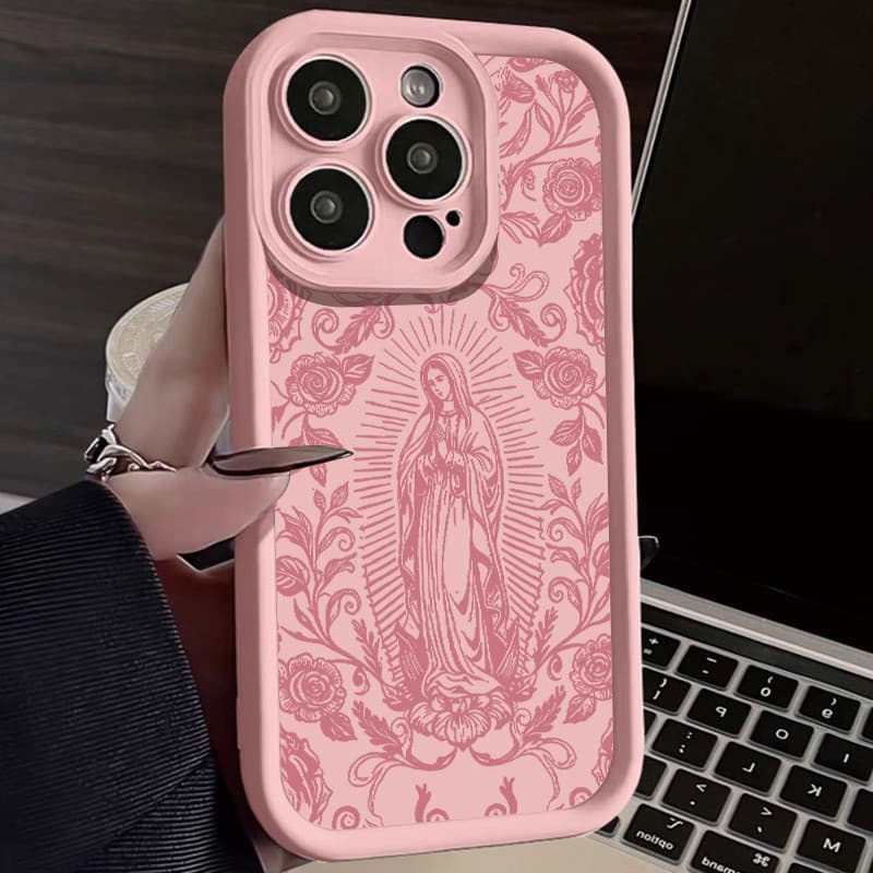 Capinha para iPhone 11 12 13 14 15 16 17 pro max x xr xs max 7 8 14 plus capa silicone nossa senhora