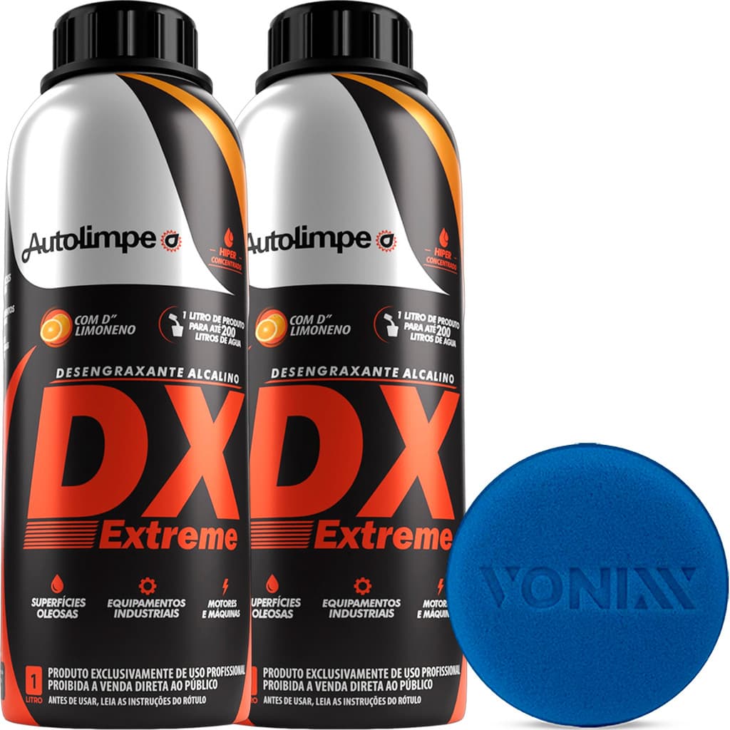 Kit 2x DX Extreme 1L Desengraxante Alcalino Concentrado Autolimpe Limpeza Pesada Automotivo Carros Motor Chassi
