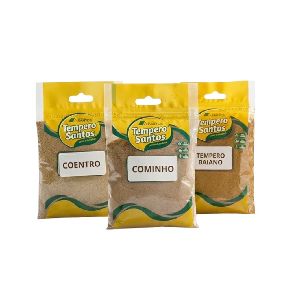 Kit Temperos Caseiros 3 Sabores - Tempero Baiano 50g / Cominho 50g / Coentro 50g – Tempero Santos