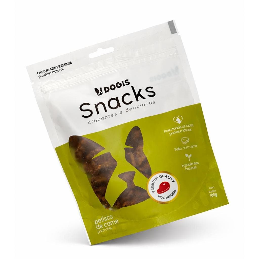 Petisco Natural Cachorro Dogis Snacks 100g Snack Saudável Rico em Proteína com Carne Real