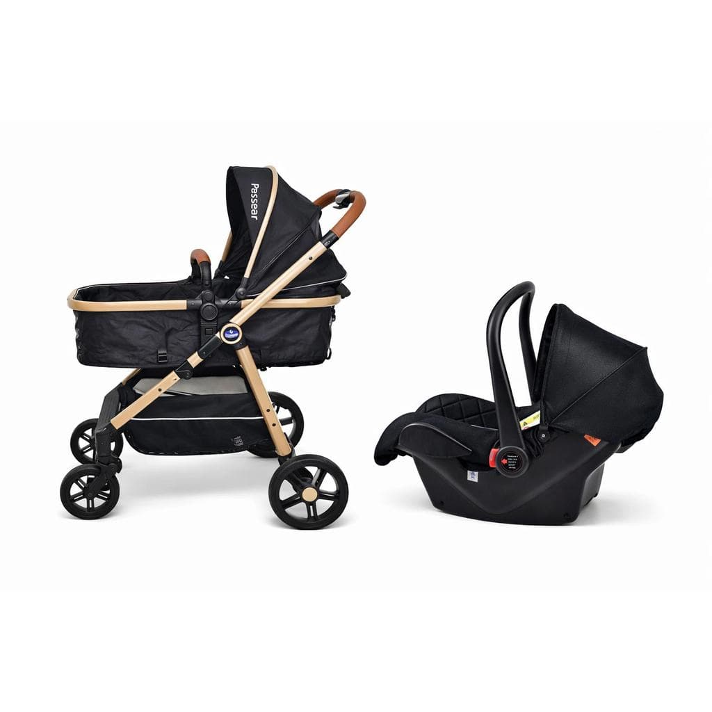 Carrinho de Bebê Preto 3 em 1 Com Moisés + Bebê Conforto