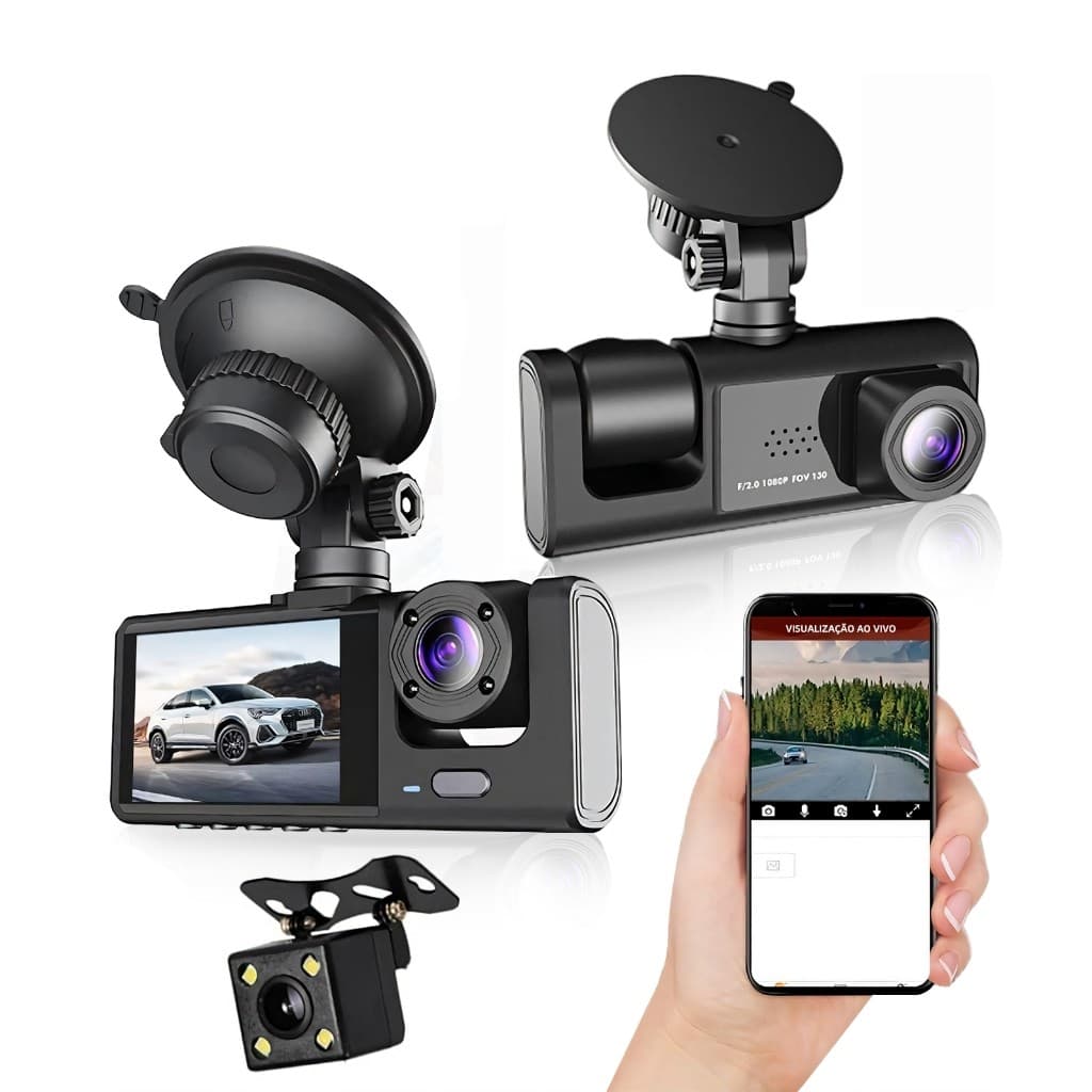 Gravação De Espelho Retrovisor Lente Dupla Monitoramento De Carro HD 1080P Câmera Dianteira Traseira e Interna