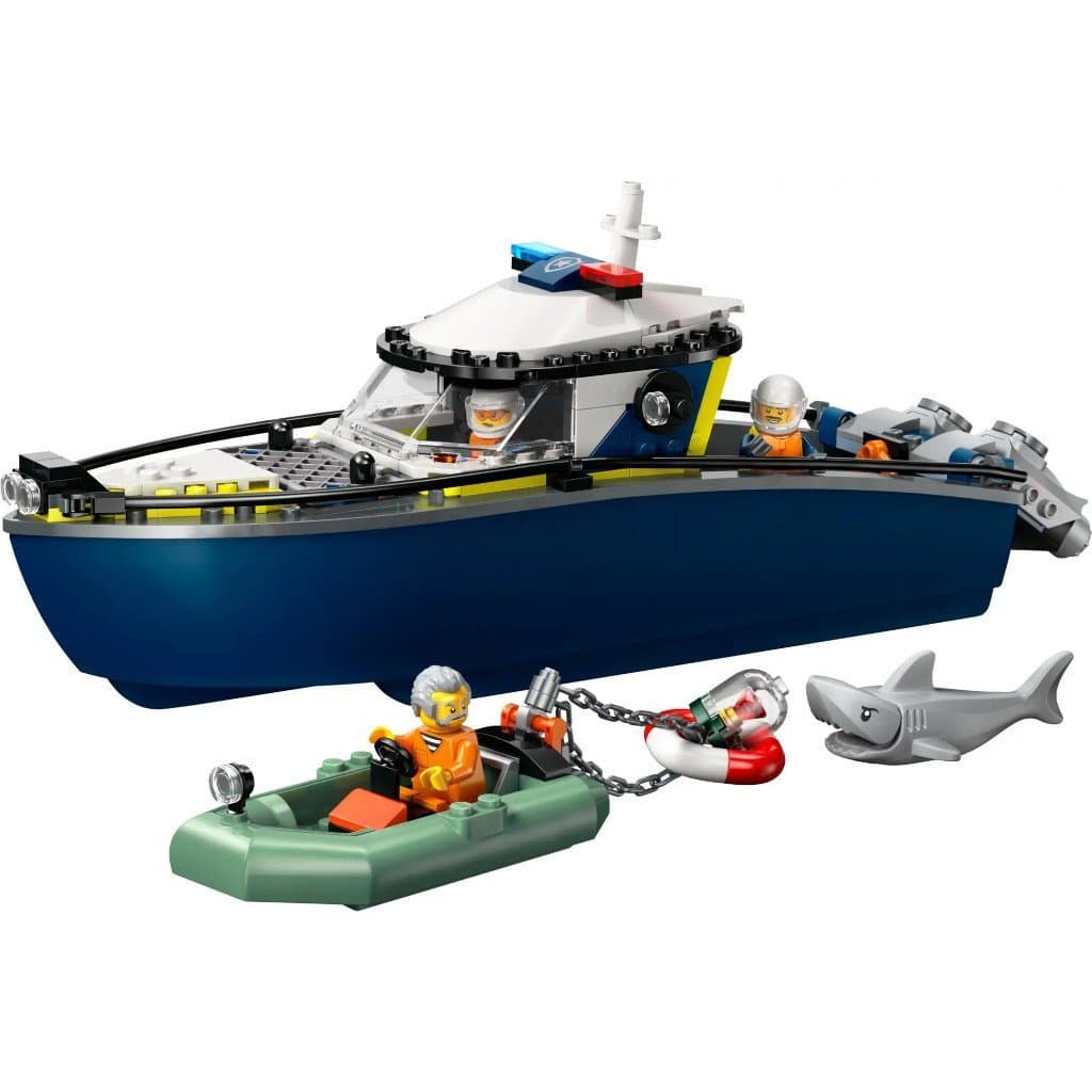264 Unidades |     Blocos de Montar de Barco da Polícia da Cidade, Brinquedos Educativos Compatíveis com Lego