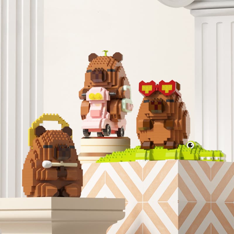 Blocos de montar de capivara, compatíveis com LEGO, modelos criativos de capivara, brinquedos de encaixe, alívio do estr