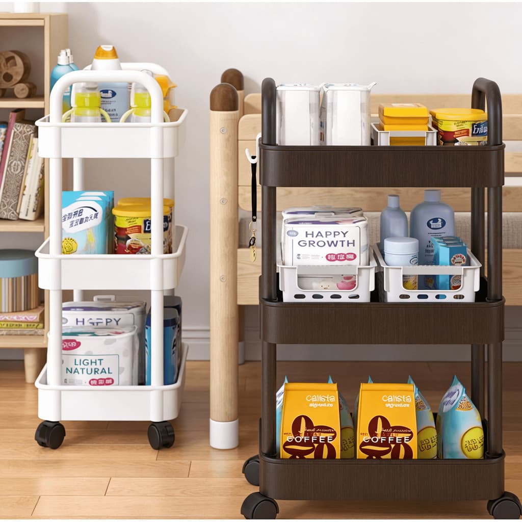 Carrinho Organizador 3 Andares com Rodinhas 360° 40x30x76cm | Estante Multiuso para Banheiro, Cozinha e Lavanderia