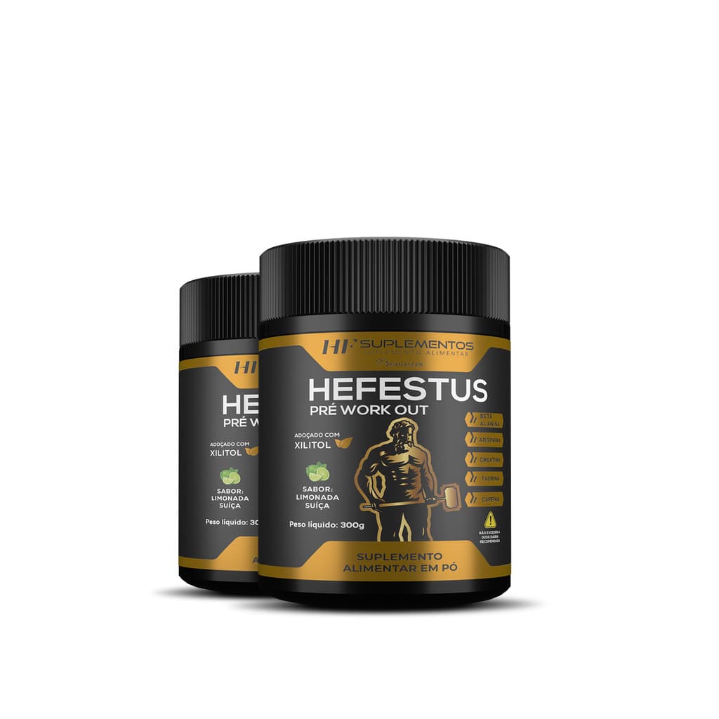 2X HEFESTUS PRÉ-TREINO 300G LIMONADA SUIÇA HF SUPLEMENTS