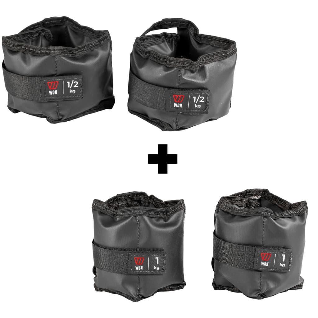 Kit Par Caneleiras Peso 0,5kg + 1kg Tornozeleira de Peso Treino em Casa Funcional Academia Pilates