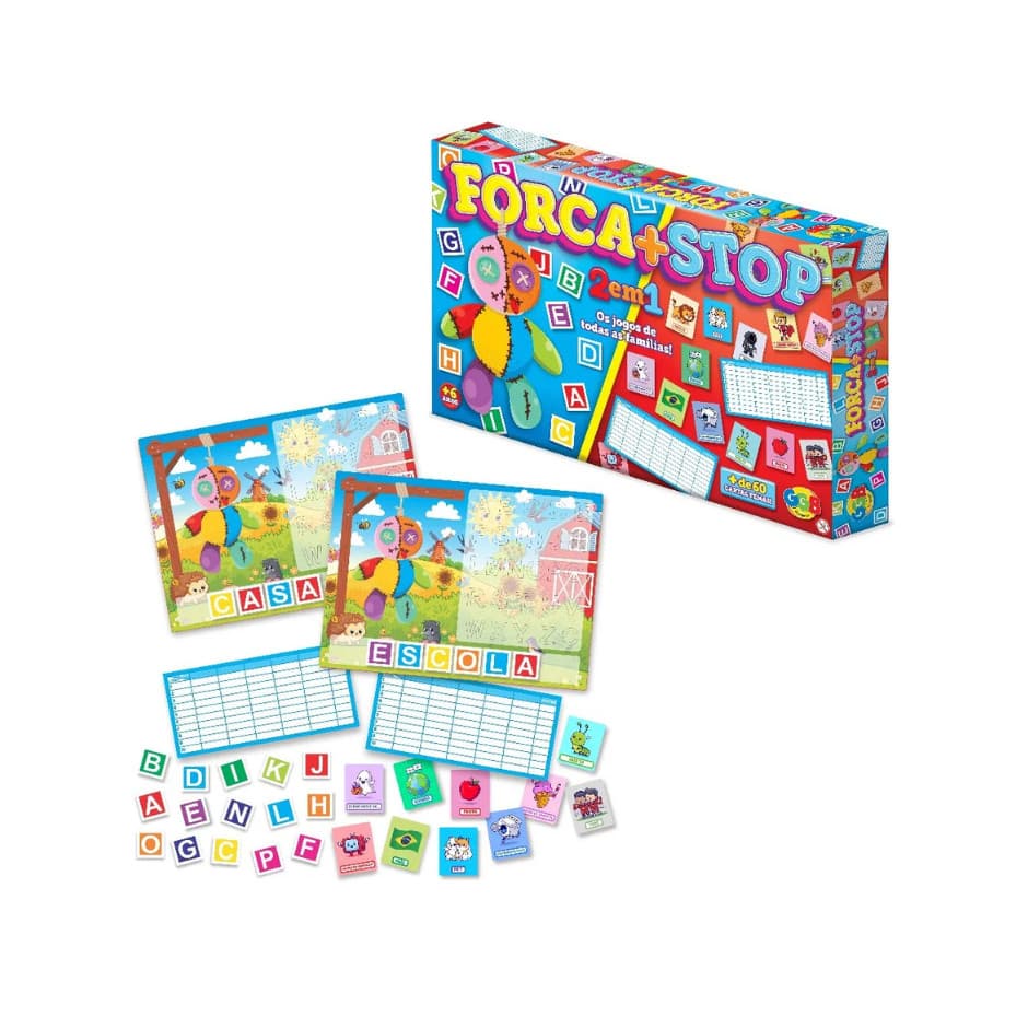 Jogo Tabuleiro Stop E Forca 2 Em 1 Jogo Para Família GGB