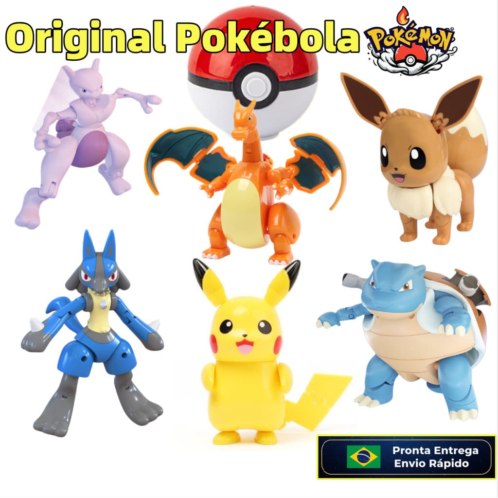 Boneco Pokémon Original Articulado 11cm + Pokebola Pikachu Charizard Mewtwo Brinquedo Coleção