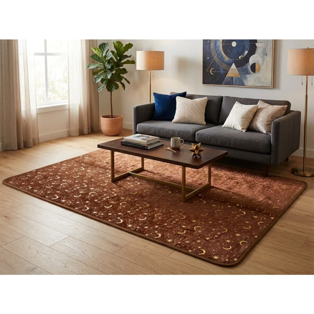 Tapete Dourado Sala Quarto Peludo Brilhoso 1x1,5 Mt Antiderrapante Grande Estampado