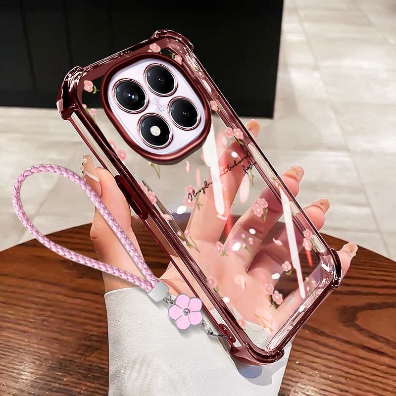 Capa VRQR Para Xiaomi Redmi Note 15 Pro Plus + 5G 4G Poco X8 M8 5G Flower Print De Telefone Transparente À Prova De Choq
