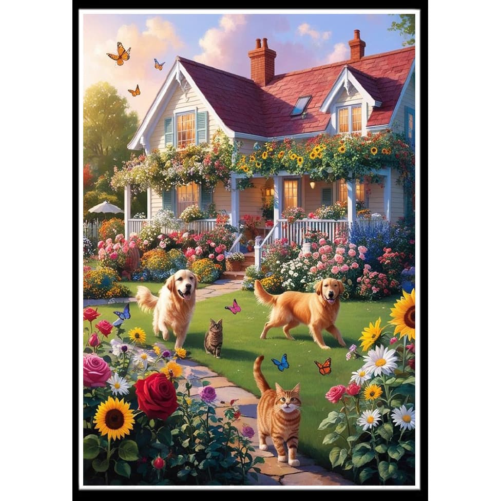 Um Conjunto De Cenário Rural/Kit De Pintura De Diamante Com Padrão De Plantas Bonitas , 5D DIY Em Tela De Mosaico Fazend