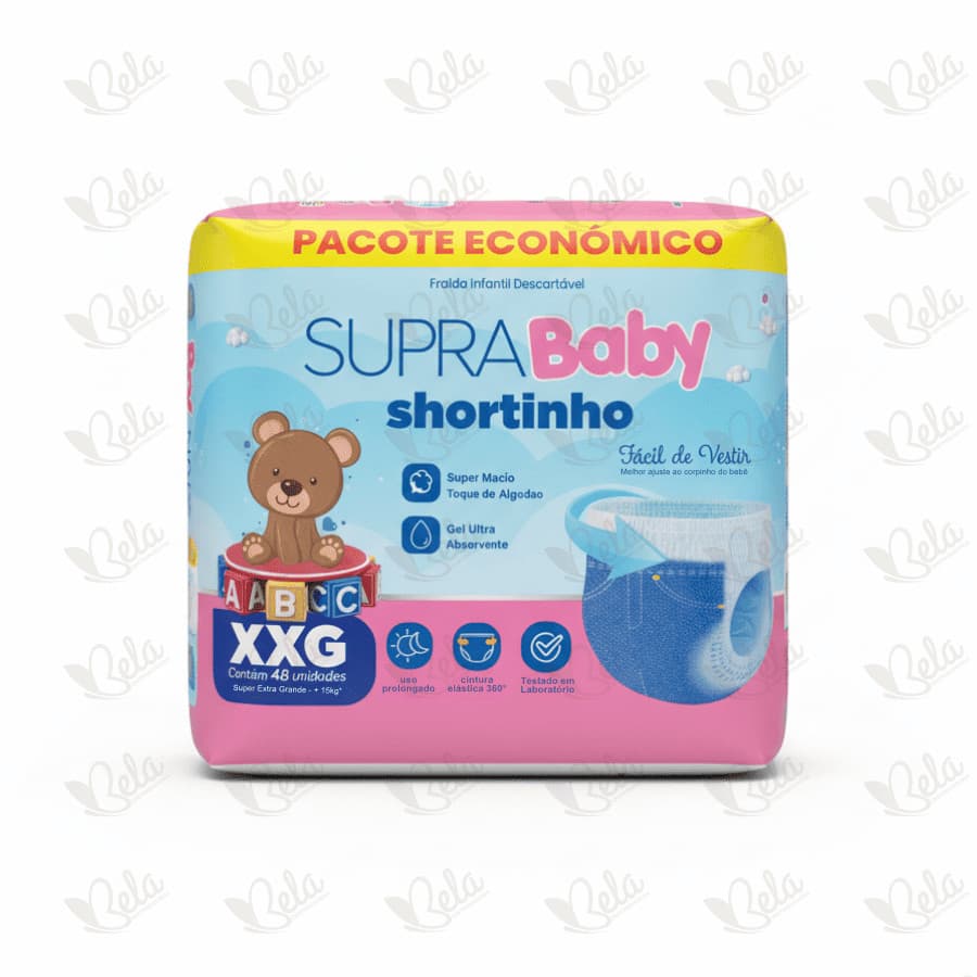 Fralda Calça Supra Baby Shortinho Giga XXG 48 Unidades