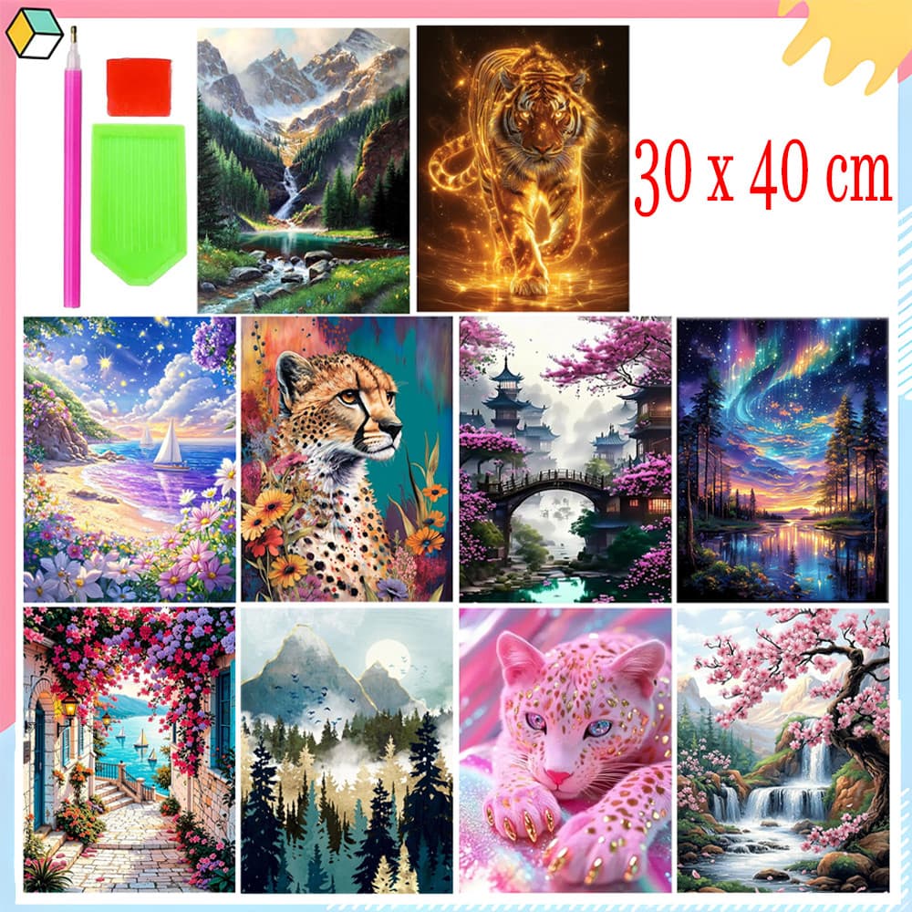 30 x 40 cm, Pintura artística de diamante 5D, pintura de diamante DIY para adultos iniciantes, para decoração de parede