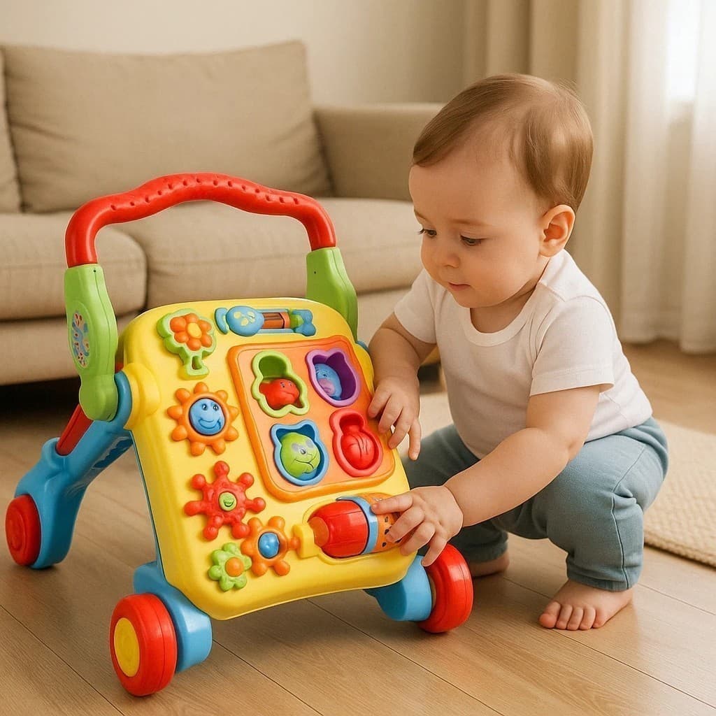 Andador Mesa Didática 4 Em 1 Musical Bebê Apoio Empurrador Carrinho Estímulo Passos