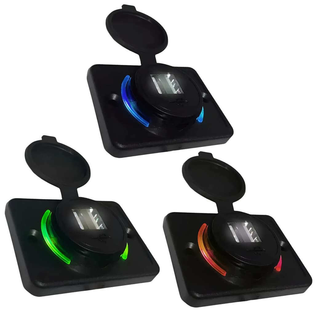Carregador De Carro Duplo 3.1A, Tomada USB De Carregamento Rápido Van Ônibus Motorhome Led Universal