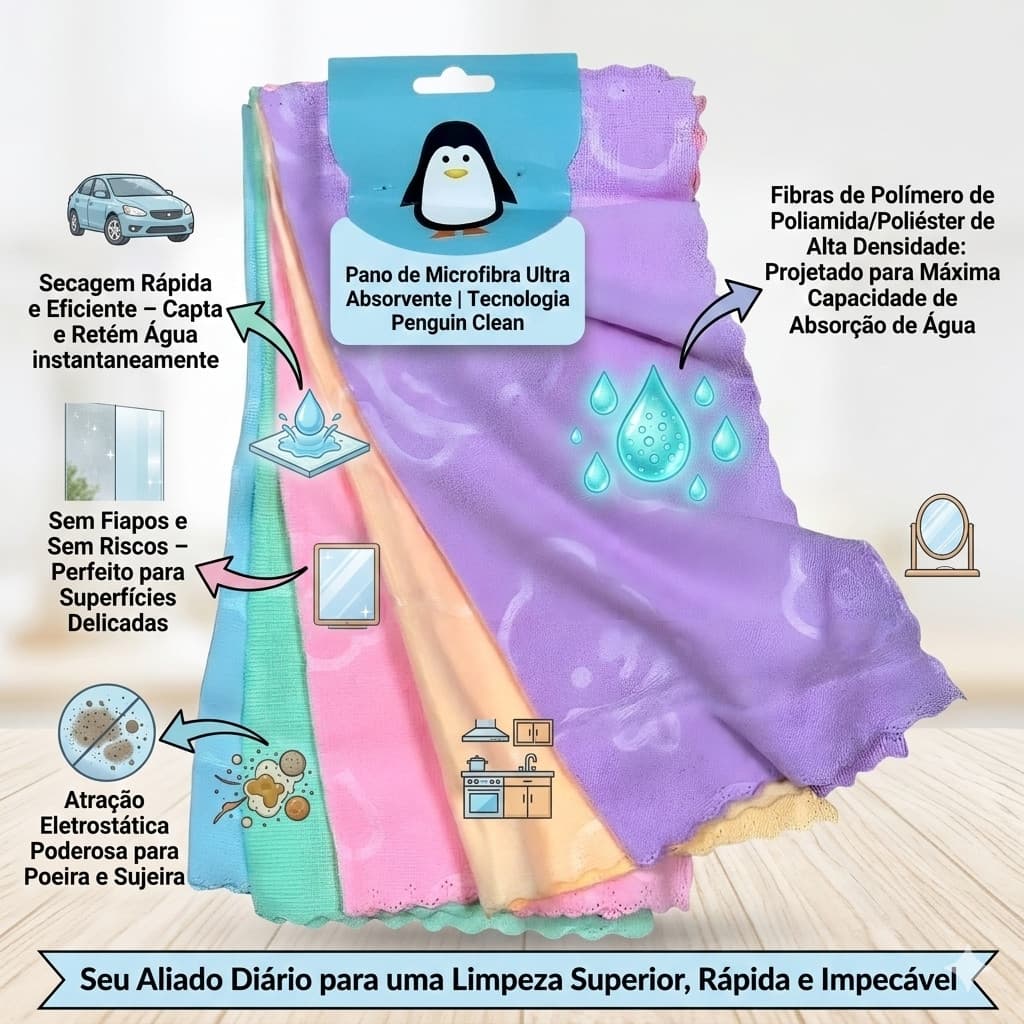 Pano De Microfibra kit 20 unidades Super Absorvente Multiuso Limpeza Cozinha Carro Moto
