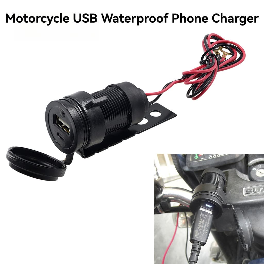 Carregador De Telefone À Prova D'água USB Para Motocicleta 12V-Acessório De Modificação De/Moto/Veículo Elétrico