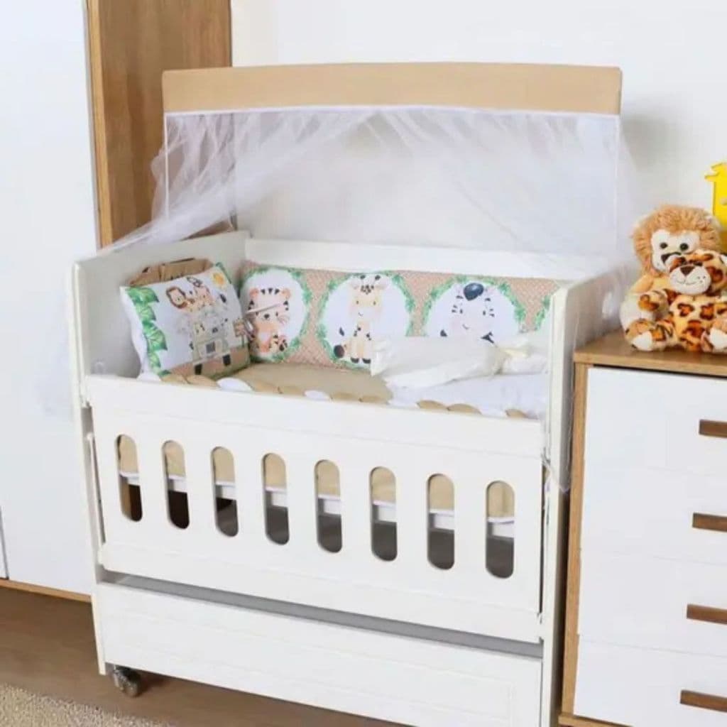 Mini Kit Berço Luxo 10 Peças Safári Caqui - Enxoval Completo para Bebê Menina Menino
